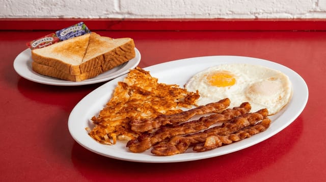 Bacon or Sausage & Eggs Plate.